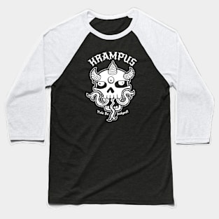 Krampus ~ Yule Judge ~ WHITE INK Baseball T-Shirt